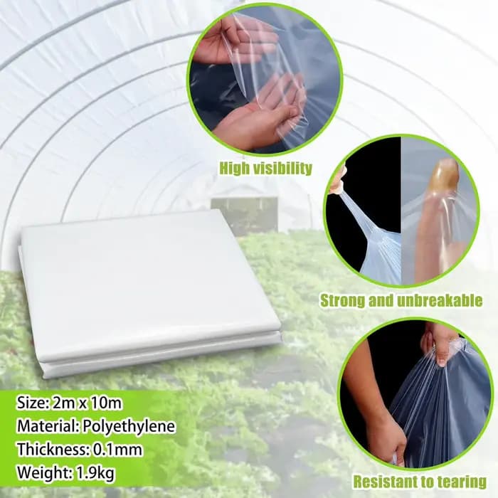 Film plastique transparent pour serre 2x10m