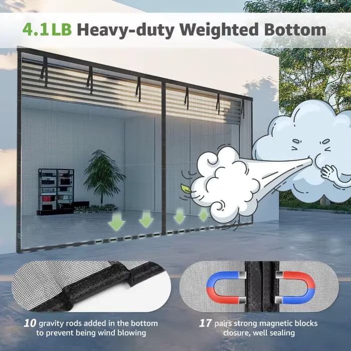 Portes Moustiquaires de Garage pour 2 Voitures