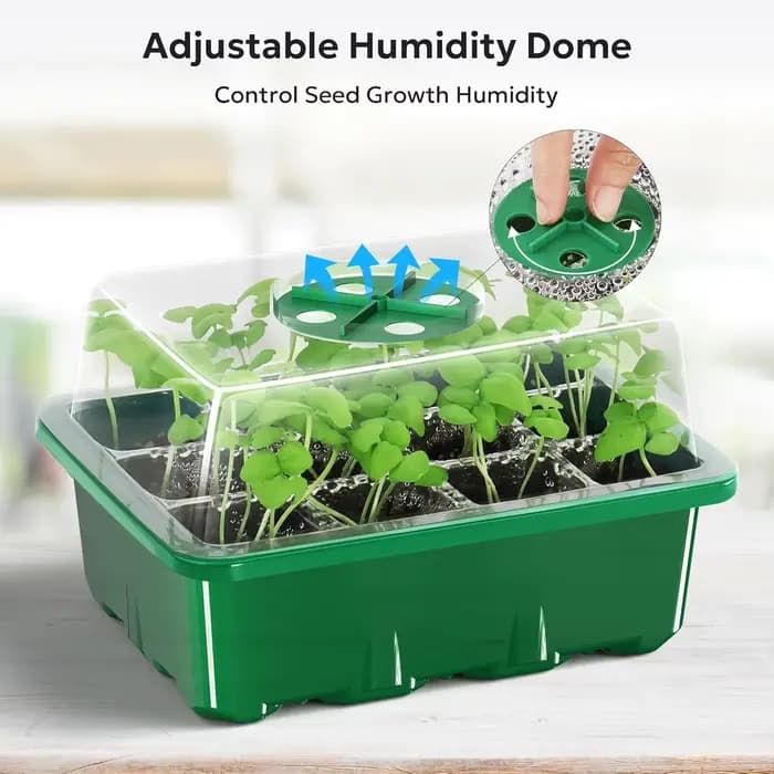 Kit de démarrage pour semis avec dôme d'humidité réglable et base