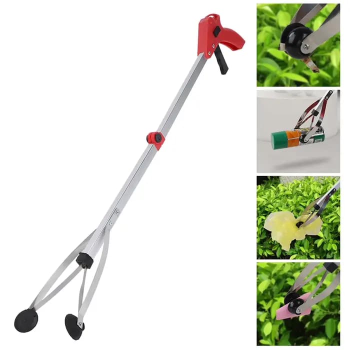 Pince à ordures pliable pour ramassage de feuilles de jardin et déchets