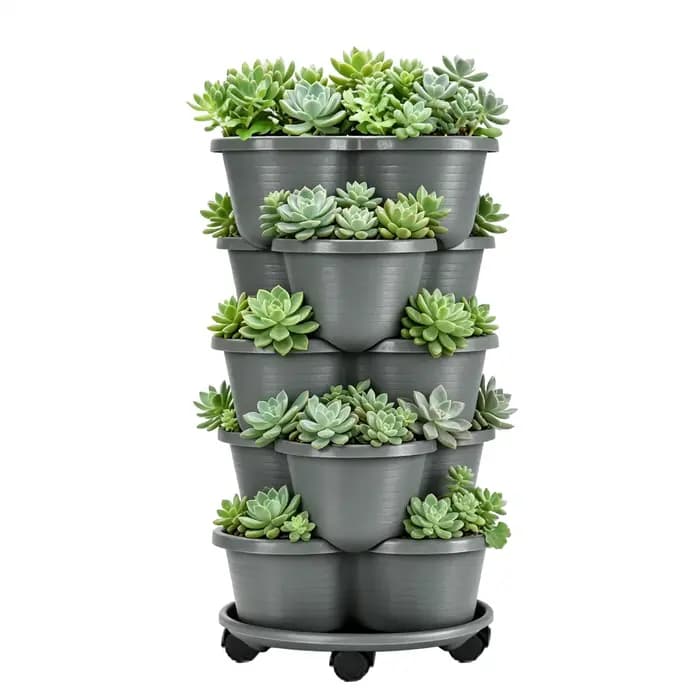 Jardinière empilable à 5 niveaux avec roulettes pour jardin