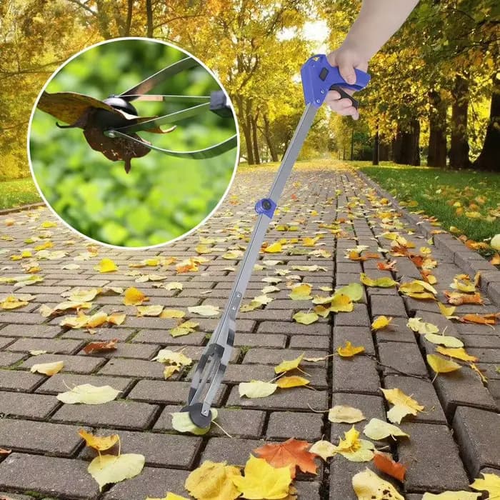 Pince à ordures pliable pour ramassage de feuilles de jardin et déchets