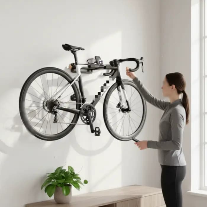 Support mural pour vélos avec accents en bois