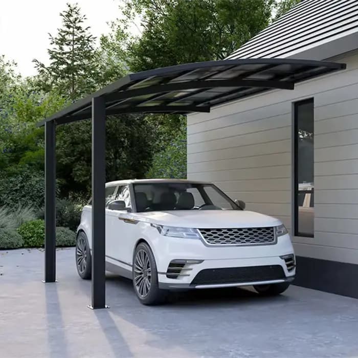 Abri de voiture en aluminium à isolation thermique avec toit en polycarbonate