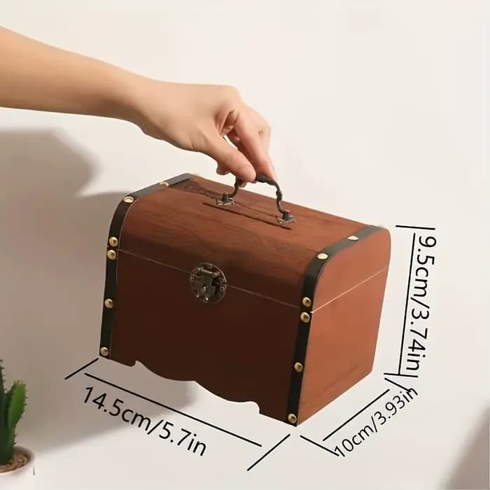 Coffre au trésor vintage en bois avec serrure