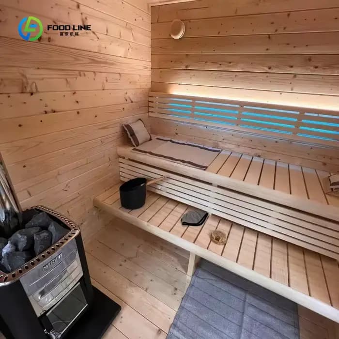 Cabine de sauna extérieure en bois au design moderne pour 6 personnes