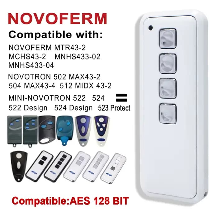 NOVOFERM Mini-Novotron 524 Design AES 128 BIT Télécommande pour porte de garage