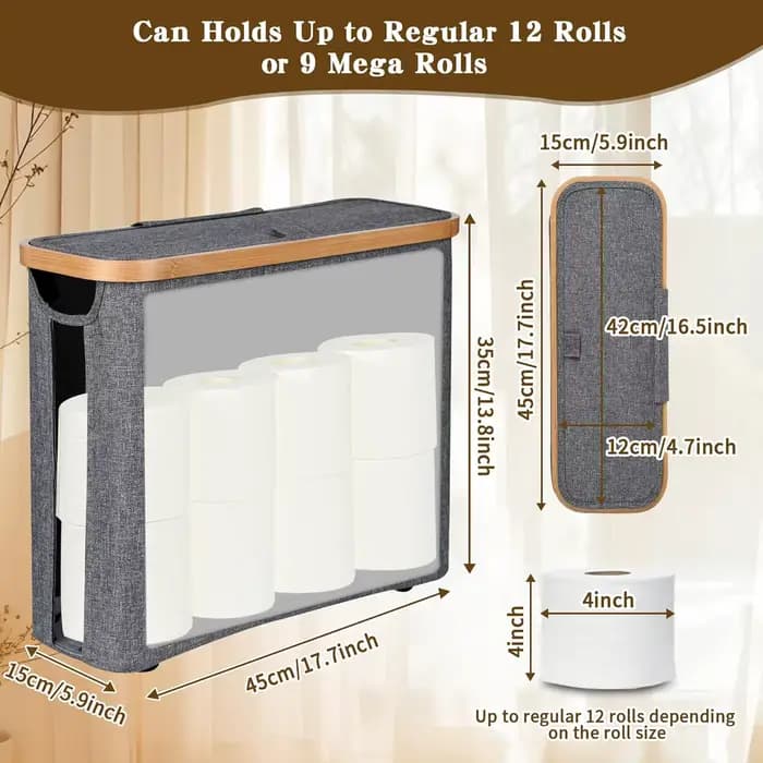 Panier de rangement pour papier toilette avec couvercle