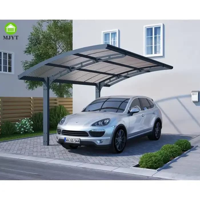 Abri de vélo en porte-à-faux unique résistant à la neige, auvent métallique en aluminium et polycarbonate