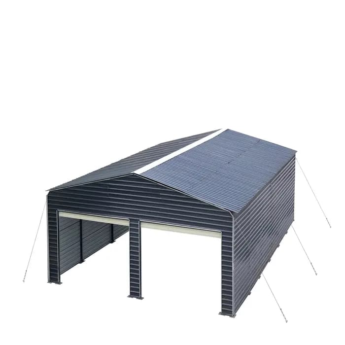 Abri de voiture extérieur 20x20 pieds (6x6 m) avec structure en acier galvanisé et toit en tôle