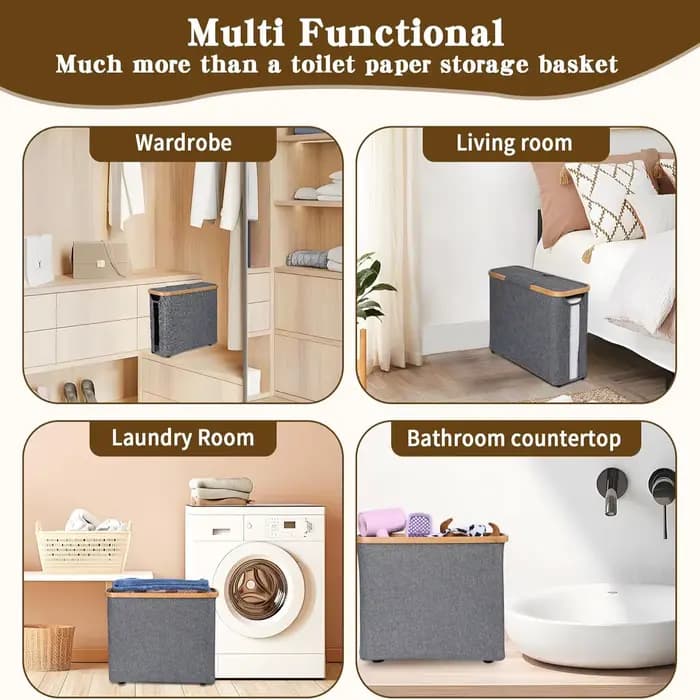 Panier de rangement pour papier toilette avec couvercle
