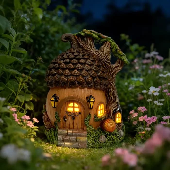 Maison de jardin féérique solaire avec lumières LED