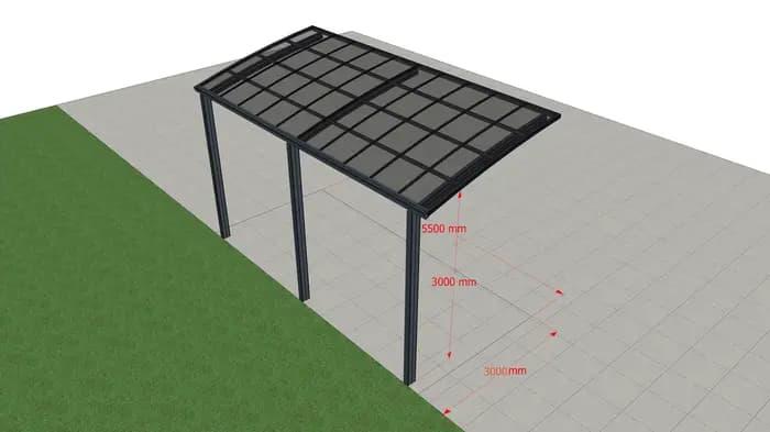 Carport en aluminium en porte-à-faux personnalisé 5x3m