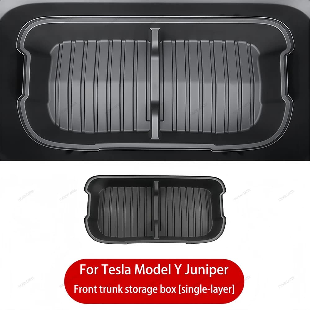 Pour Tesla Model YL Model Y Juniper 2025-2026 Boîte de rangement double niveau pour coffre avant et 