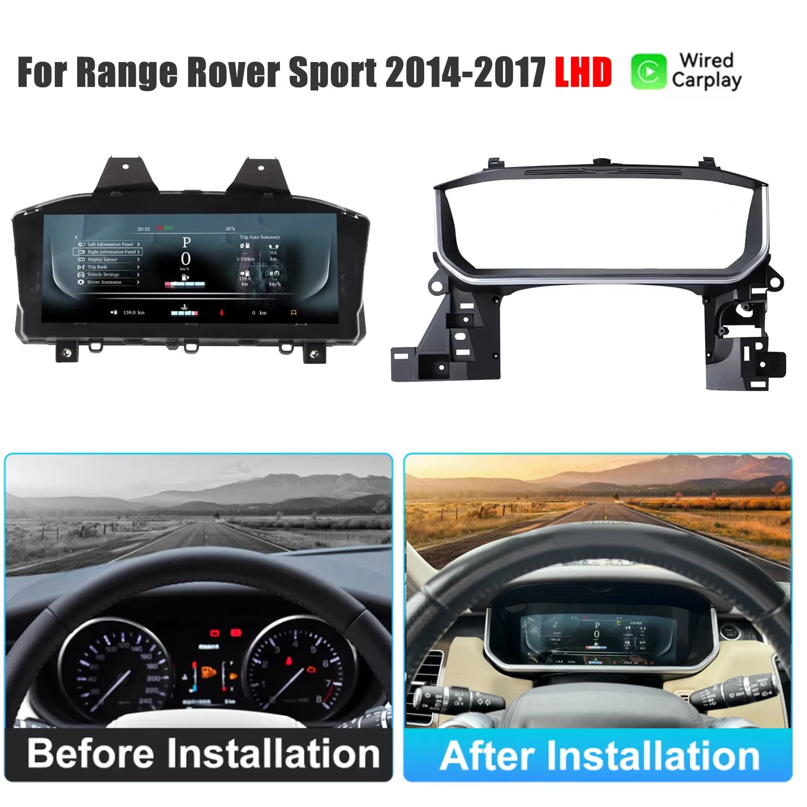 Tableau de bord numérique de 12,3 pouces pour Range Rover Sport (2014-2017) Executive (2013-2016) Co