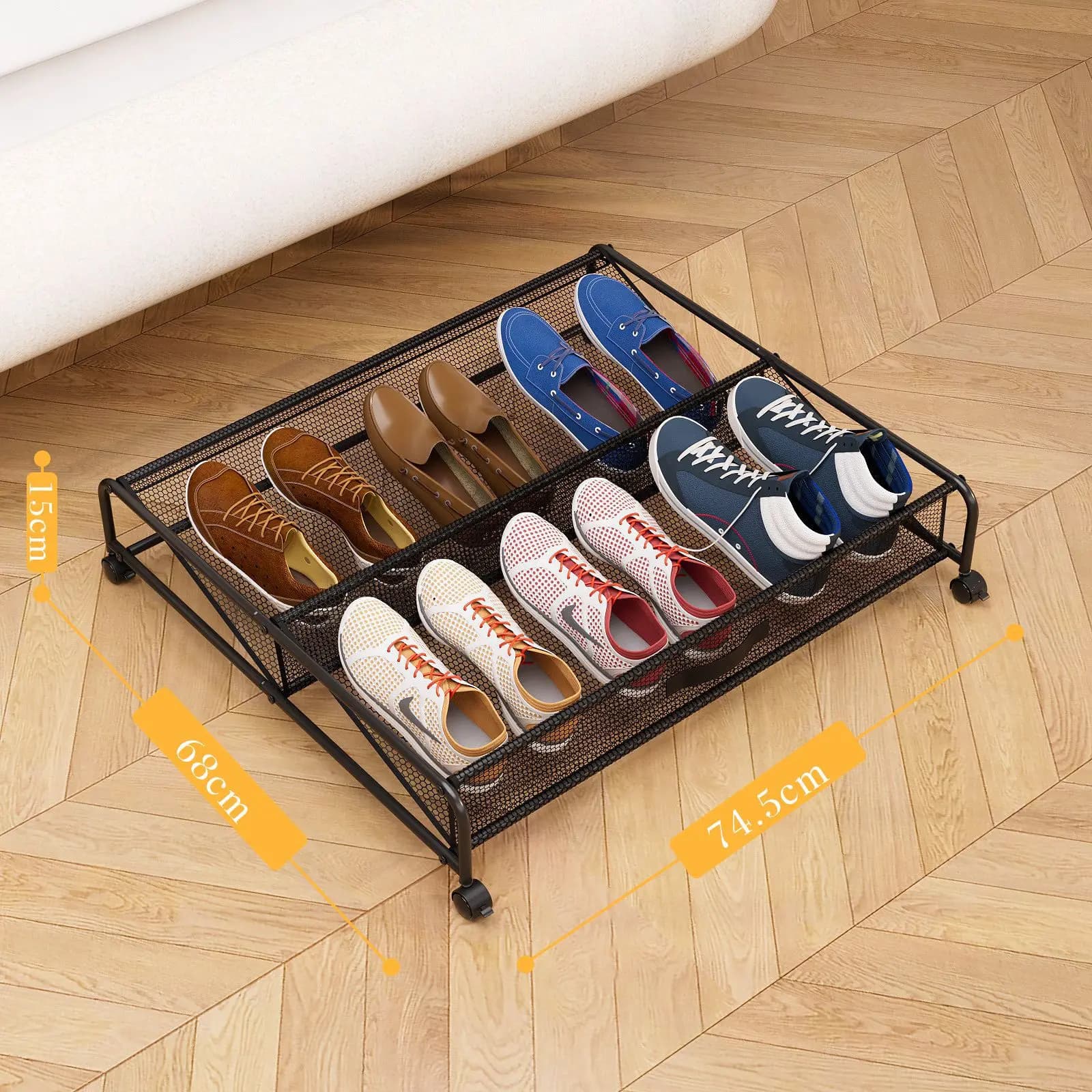 Étagère à chaussures Simple, étagère de rangement sous le lit avec boucle roulante pour chaussures, 
