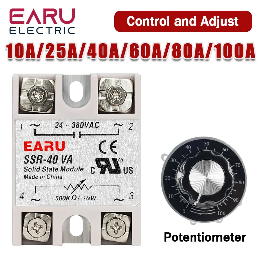 SSR-10VA SSR-25VA SSR-40VA SSR relais à semi-conducteurs régulateur de tension AC24-380V potentiomèt