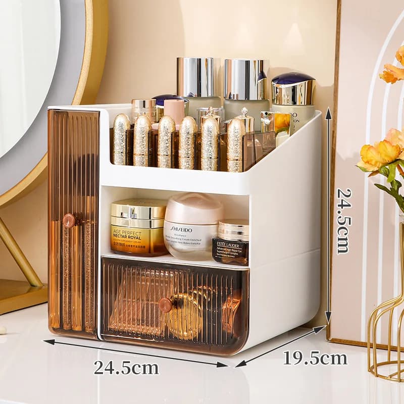 Grande boîte de rangement de cosmétiques, légère, capacité de bureau de luxe, support de rangement a