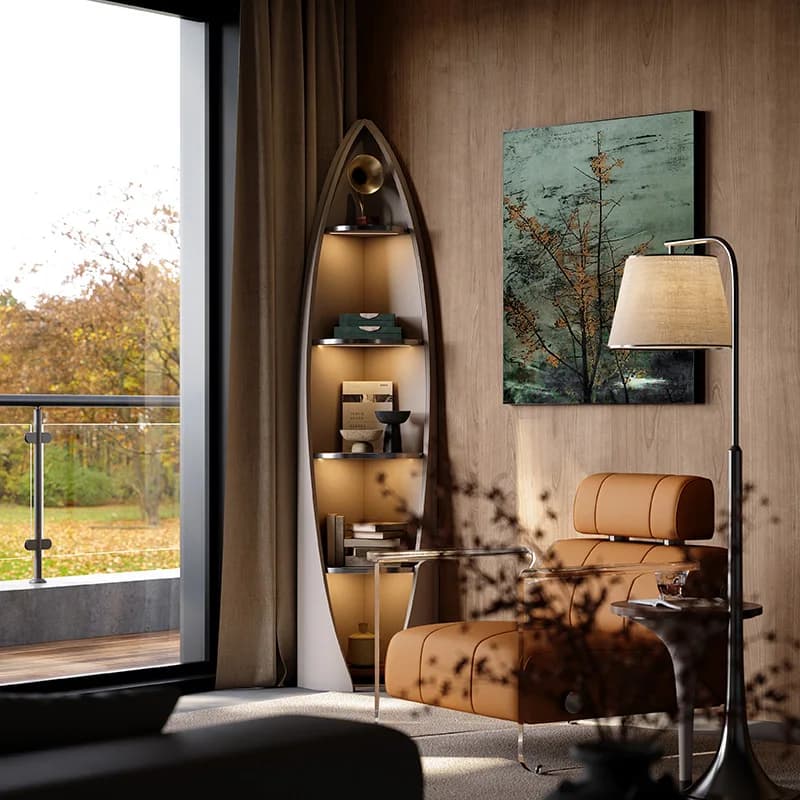 Armoire d'angle de luxe haut de gamme, vitrine de salon moderne du sol au plafond, rangement