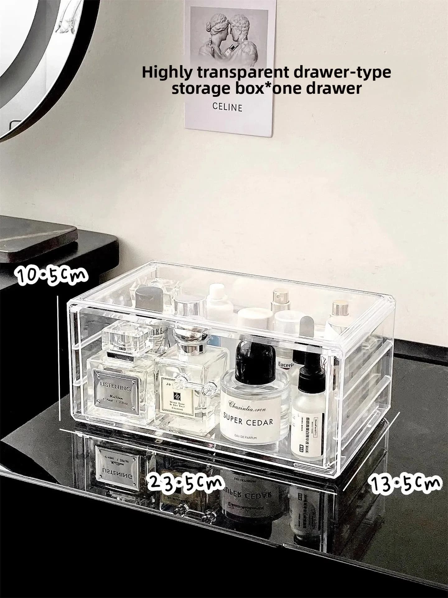 Boîte de rangement cosmétique de style tiroir pour bureau, anti-poussière, organisateur de pinceaux 