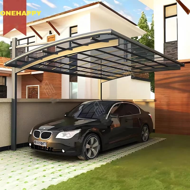 Système de garage en porte-à-faux en aluminium, carport personnalisé en métal et aluminium, auvent pour stationnement en polycarbonate