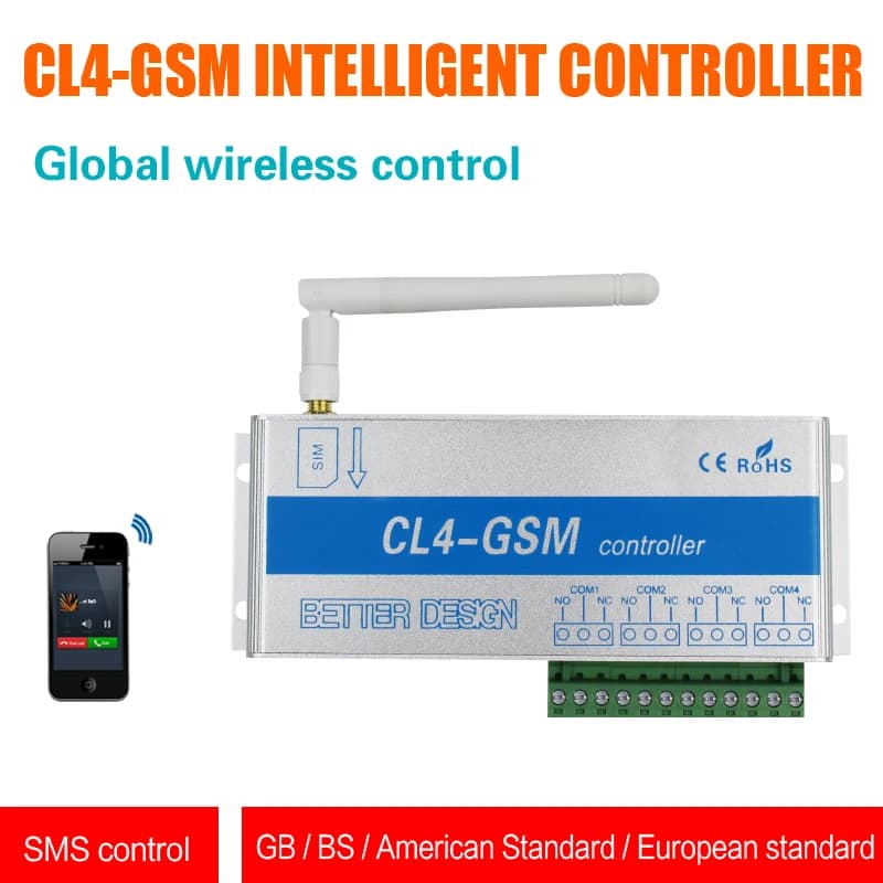 Contrôleur GSM SMS à 4 sorties relais, porte de garage GSM CL8-GSM, idéal pour le contrôle des appareils électriques domestiques