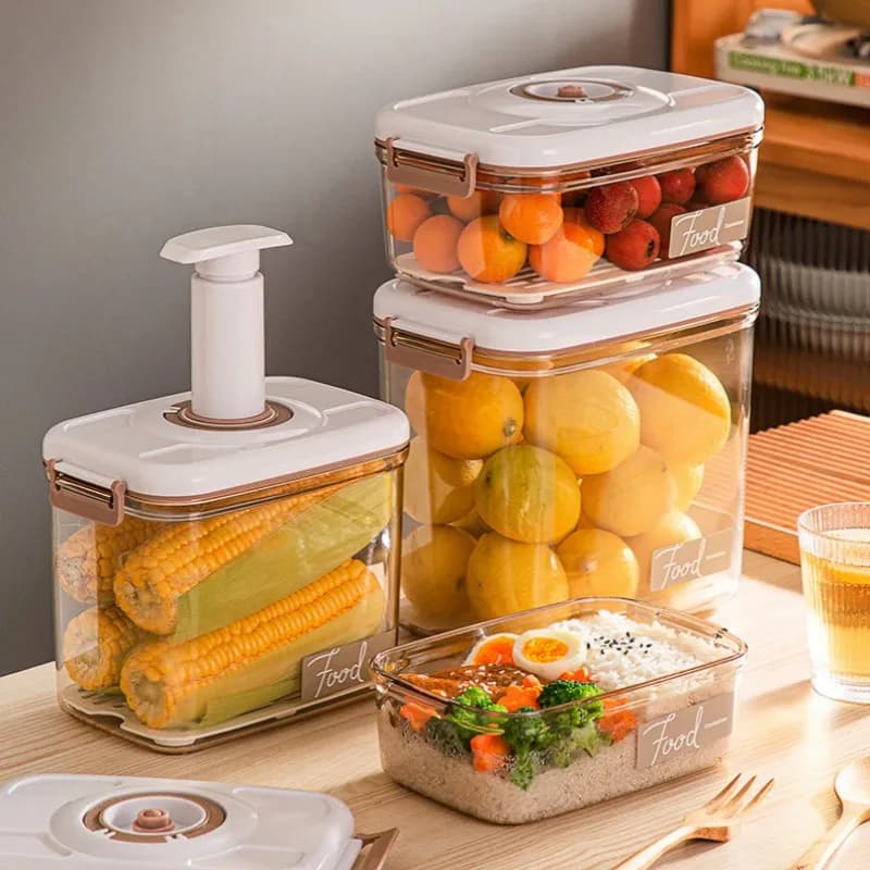 Récipient de Stockage Transparent avec Pompe à Vide, Boîte de Conservation des citrouille, Distributeur Scellé, Grande Capacité