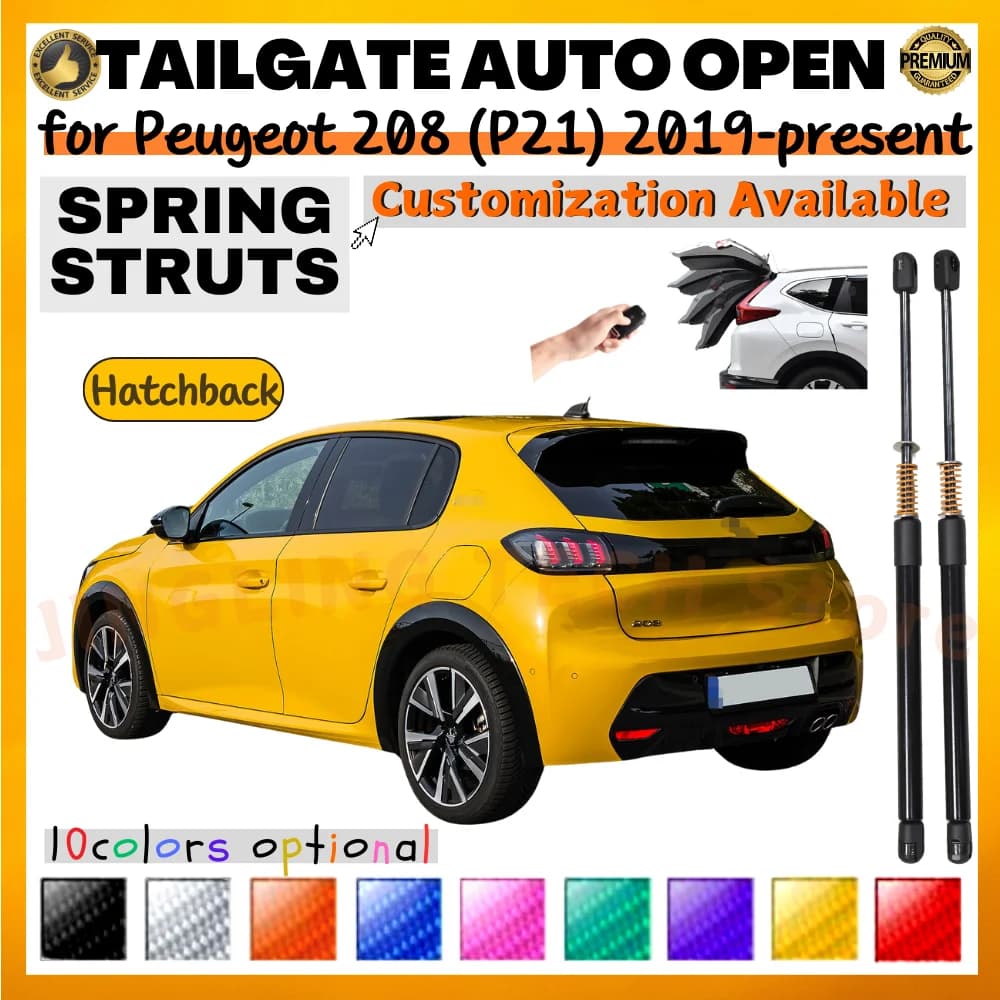 Qté (2) entretoises de coffre avec ressort pour Peugeot 208 (P21) hayon 2019-présent les supports de levage de coffre de hayon arrière amortisseurs