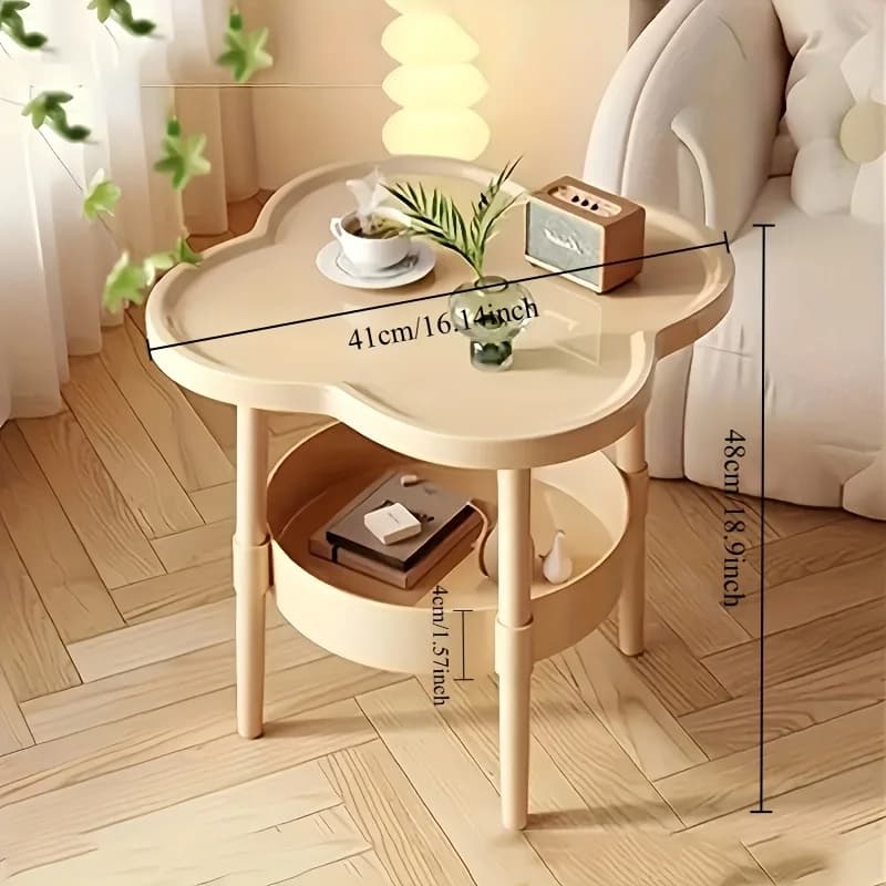 [Table d'appoint élégante] Table d'appoint ronde moderne et élégante avec étagère de rangement |   Économiseur d'espace, léger pour salon, chambre à coucher