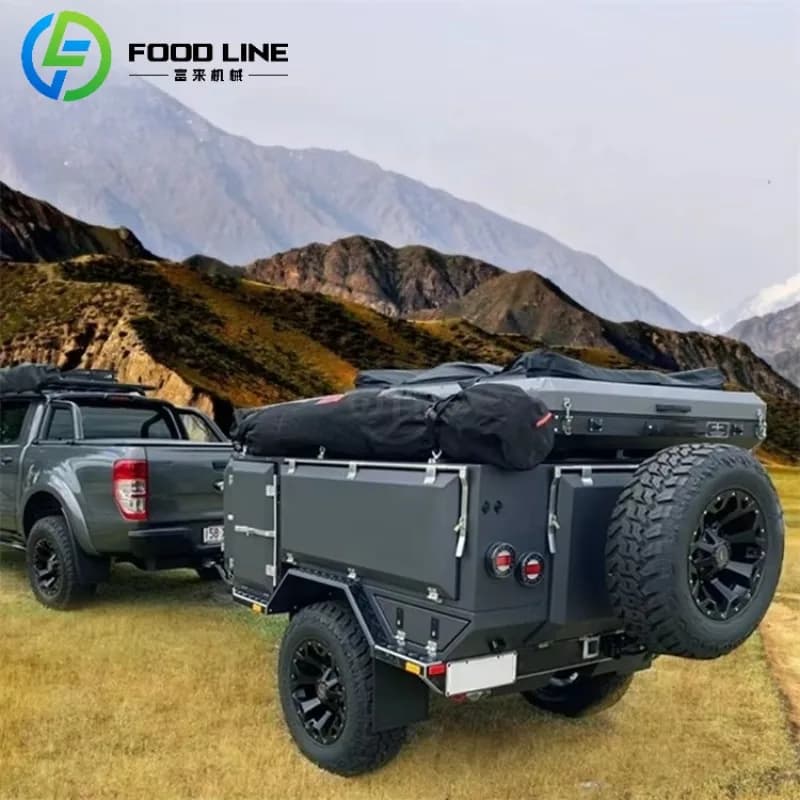 Remorque de voyage Durable pour caravane de Camping sur Terrain à distance avec dégagement au sol amélioré et cadre robuste pour les voyages hors route