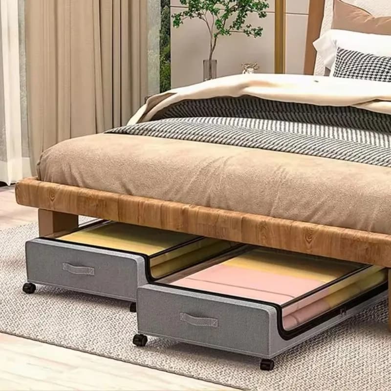 Boîte de rangement sous le lit avec roulettes, organisateur multifonctionnel sous le lit pour vêtements, couettes, chaussures, rangement de chambre à coucher