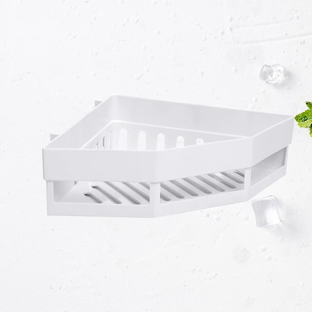 Support de rangement mural pour salle de bain, étagère d'angle, panier triangulaire en plastique blanc, organisateur, panier de douche pour comptoir de salle de bain bien rangé