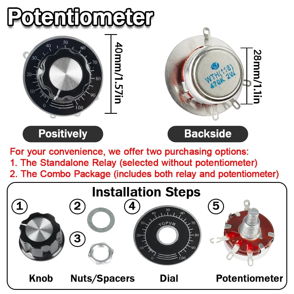 SSR-10VA SSR-25VA SSR-40VA SSR relais à semi-conducteurs régulateur de tension AC24-380V potentiomètre de sortie pour contrôleur de température PID