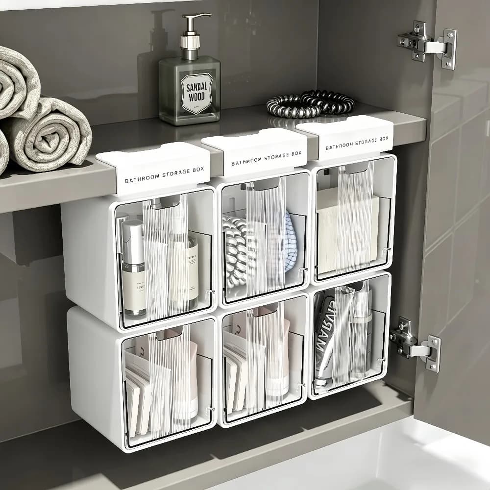 Boîte de rangement à suspendre/à accrocher. Armoire à miroir connectée à une boîte de rangement cosmétique. Boîte de rangement pour coton-tiges. Convient pour la salle de bain