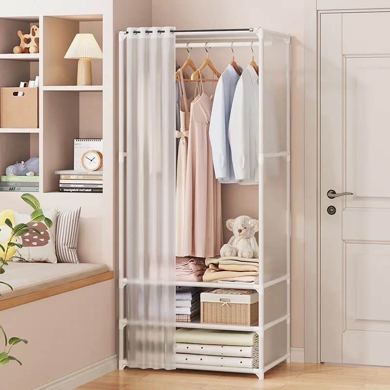 Armoire pliable de grande capacité pour dortoir et chambre à coucher, armoire à assemblage facile, étagère de rangement anti-poussière, Cisco durable