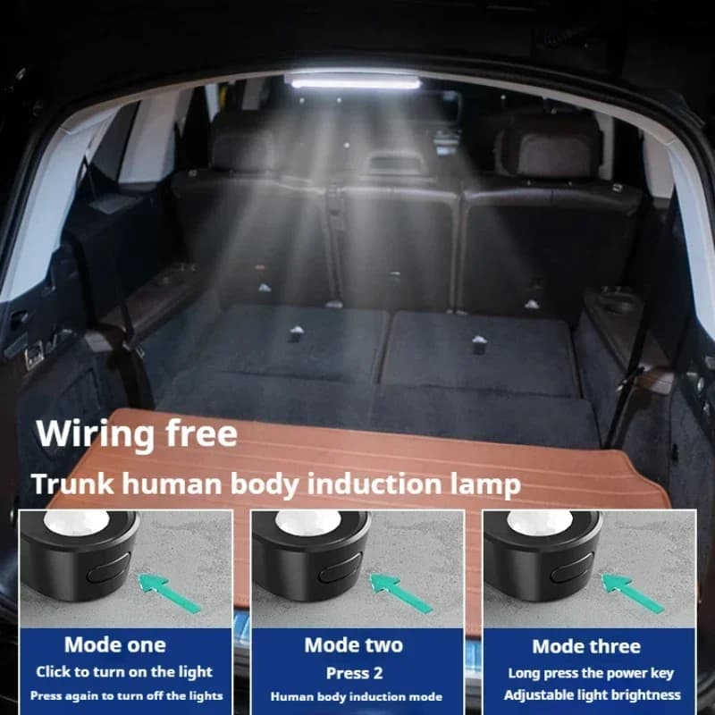 Lumière de capteur de coffre de voiture pour capot de plancher, aste par USB, barre lumineuse à induction automatique, lampe magnétique à mode de détection mauale
