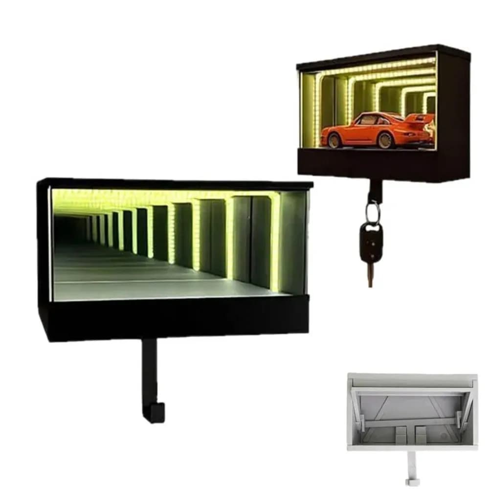 Porte-clés de garage, organisateur mural lumineux pour clés de voiture avec crochet LED Infinity, décoration créative pour la maison