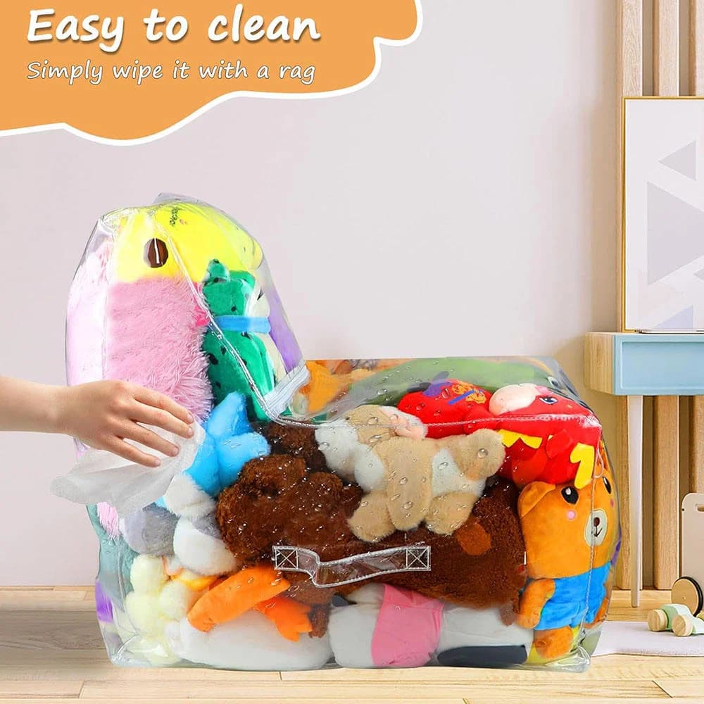 Tabouret de rangement pour enfants 2 en 1, sac organisateur de jouets en PVC épaissi, siège transparent, boîte de rangement créative