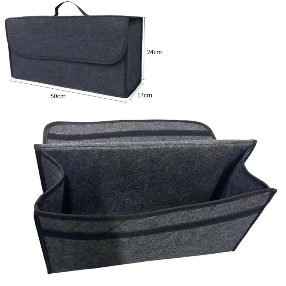 Organisateur de coffre de voiture, boîte de rangement, sac de rangement en feutre de grande capacité, organisateur de coffre pliable et portable, outil pour accessoires de rangement de voiture