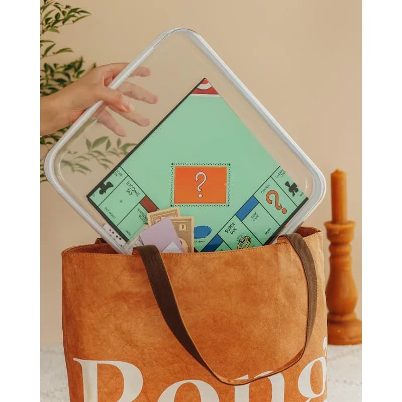 1 boîte de rangement rigide transparente avec fermeture à glissière - Organisateur de jeux de société en plastique durable, adapté aux jeux, aux puzzles