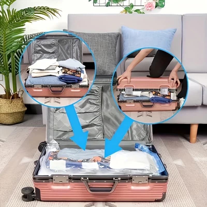 Sac de rangement sous vide avec pompe manuelle |   Sac de voyage portable pour vêtements, couvertures, literie, couette