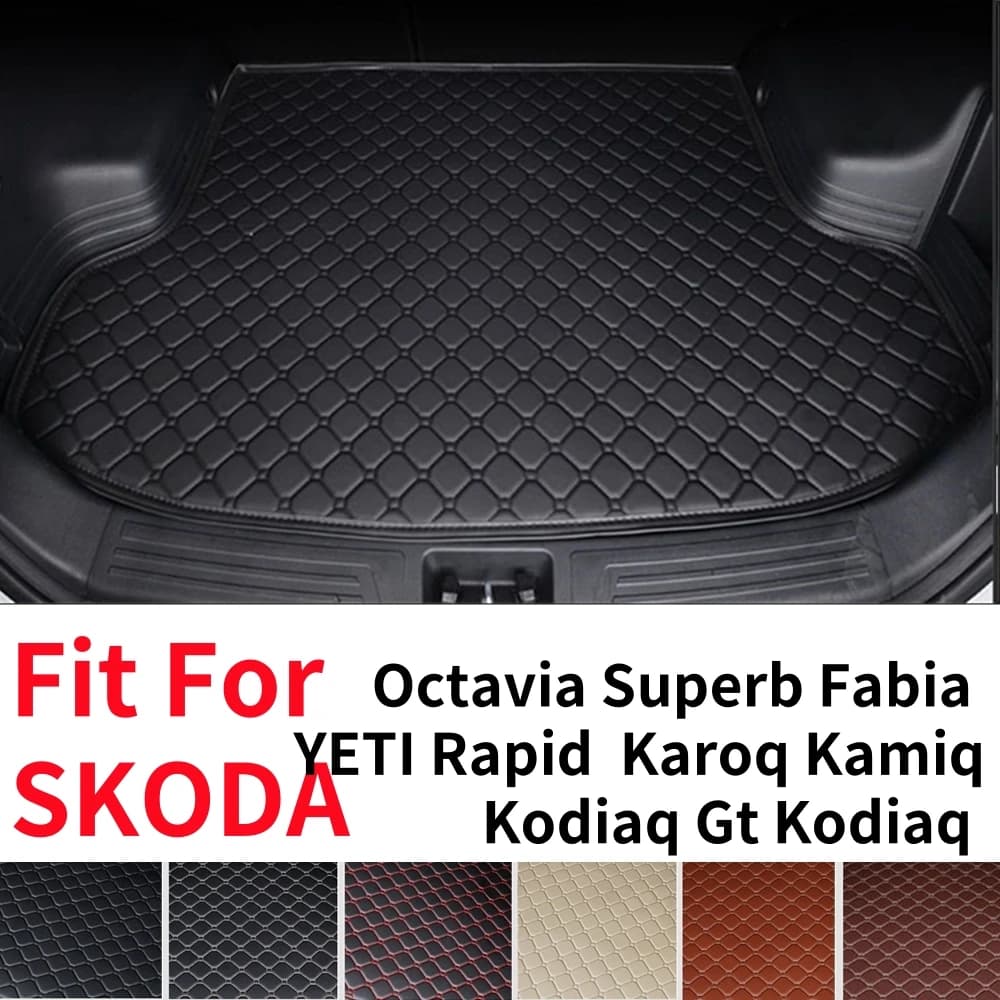 Tapis de coffre de voiture pour SKODA Kodiaq Gt Kamiq Karoq Rapid YETI Fabia Superb Octavia, doublure de coffre arrière, accessoires intérieurs, protection de bagages