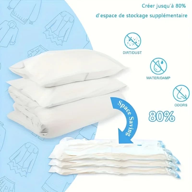 Sac de rangement sous vide avec pompe manuelle |   Sac de voyage portable pour vêtements, couvertures, literie, couette