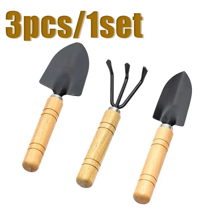 Ensemble d'outils de jardinage miniatures, 3 pièces/1 ensemble, outils de jardinage portables de petite taille avec poignées, pelle, râteau, outils de jardinage d'intérieur, outils de plantation de fl
