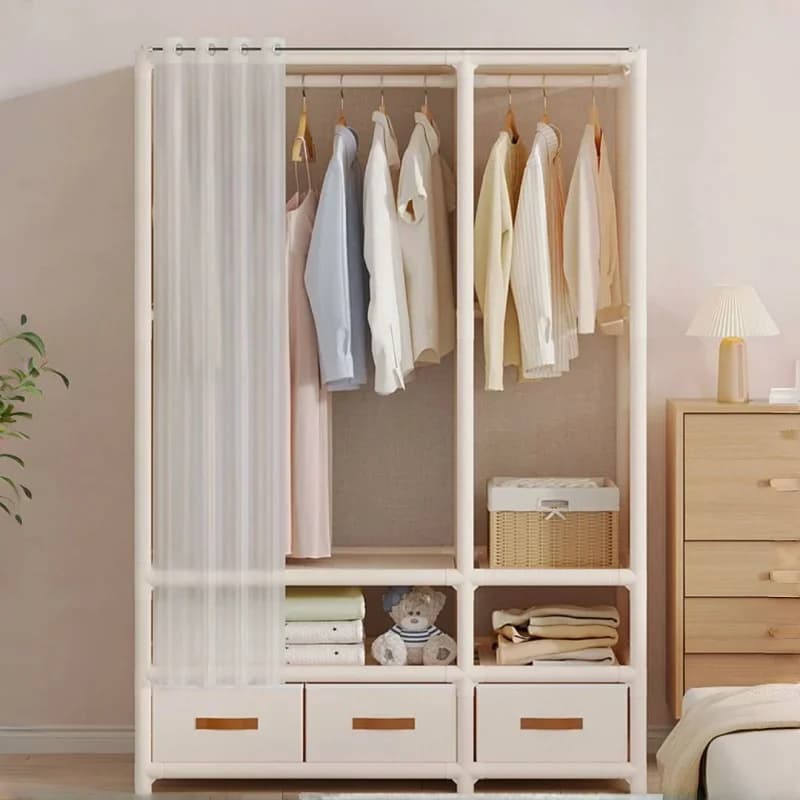 Armoire pliable de grande capacité pour dortoir et chambre à coucher, armoire à assemblage facile, étagère de rangement anti-poussière, Cisco durable