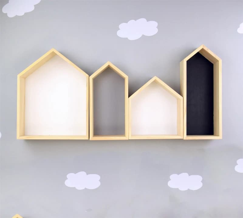 Rangement mural créatif en bois pour chambre d'enfant, décoration de chambre à coucher, étagère décorative pour la maison et le bureau, T1