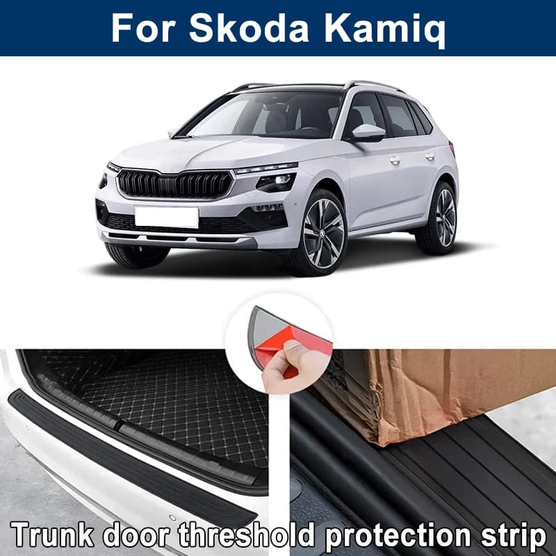 Bande de protection anti-rayures pour seuil de coffre de voiture, pour Skoda Kamiq, protection en caoutchouc pour pare-chocs arrière, autocollant décoratif