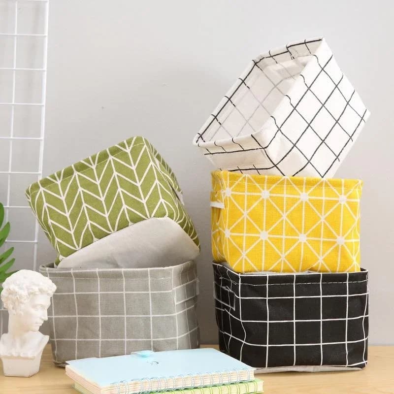 Panier de rangement en tissu avec poignée, panier de rangement de bureau imprimé, boîte de rangement pliable multifonctionnelle, étui d'organisation