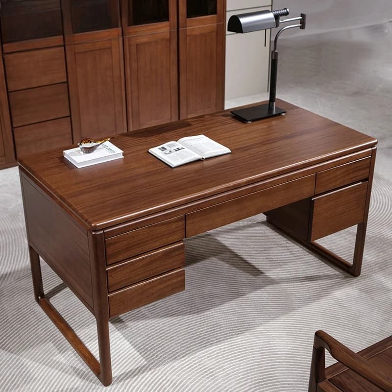 Table de bureau informatique avec tiroirs, organisateurs de rangement, table de bureau moderne en bois, gain de place, mobilier de direction