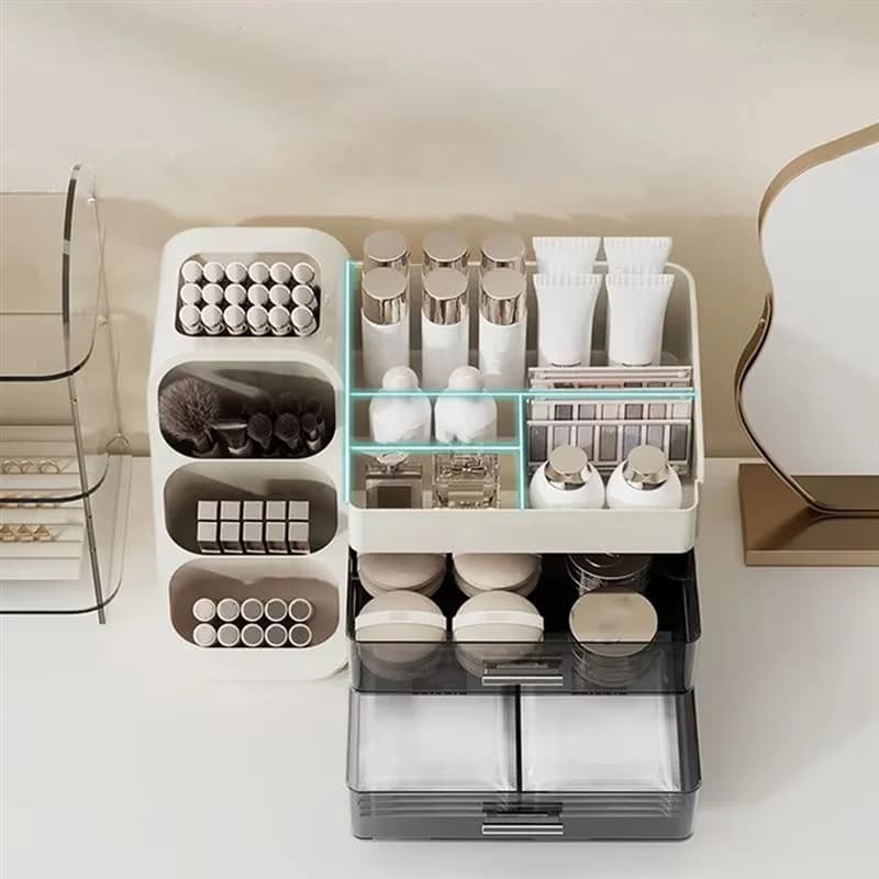 Boîte de rangement de maquillage de Style tiroir, organisateur de dortoir, cosmétiques en plastique, coiffeuse de soins de la peau, conteneur de articles divers de bureau